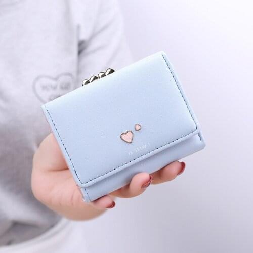 2021 new small wallet women short cassette small fresh simple cute love coin purse female three-fold wallet