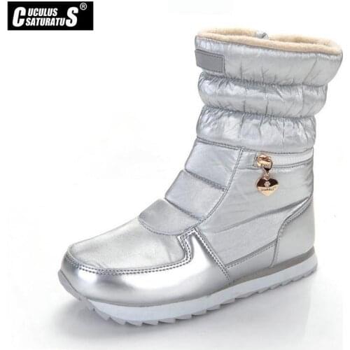 Cuculus 2020 New Style Women Boots Fashion Silver Winter Boots Warm Snow Boots Girl White Zip Shoes Female Hot Boots 1933