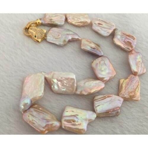 Huge 14-17 mm baroque pink pearl necklace 18inch 36"