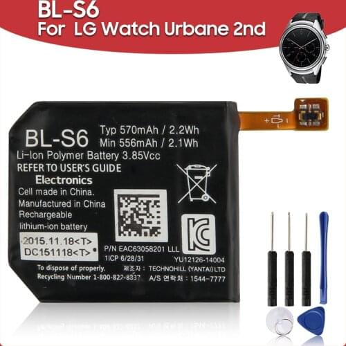 Original Replacement Battery 570mAh BL-S6 For LG Watch Urbane 2nd Edition LTE W200 W200A Watch Batteries