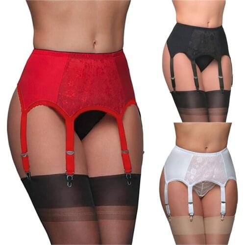 Sexy High Waist Garter Belt Mesh Suspender Belt 6 Straps Garter Belt for Thong Stocking Plus Size XXL
