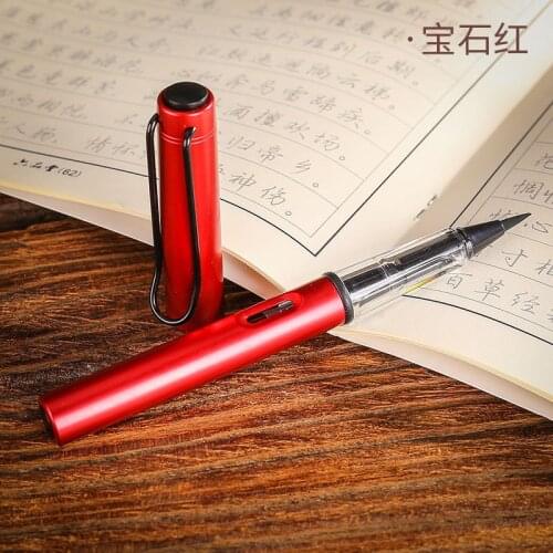 1pc Red Metal Calligraphy Soft Hair Watercolor Fountain Pen Writing Brush Painting Drawing Tool School Office Supply Stationery