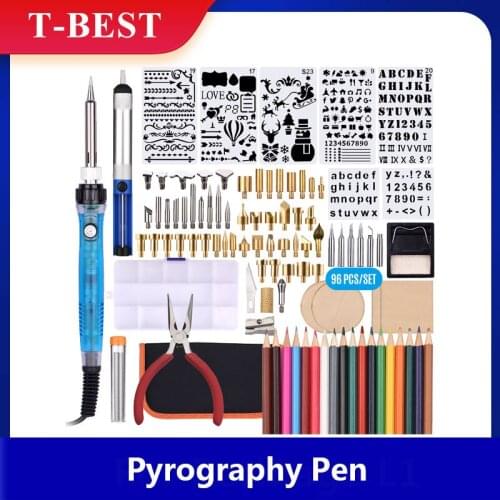 44/55/96PCS Pyrography Pen with Soldering Iron Tips Multifunctional Wood Burner Tool Adjustable Temperature 200-480