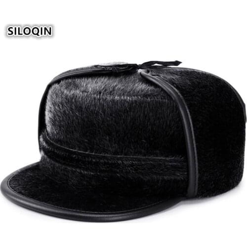 SILOQIN Dads Hat Winter Middle Old Aged Ear Protection Keep Warm Bomber Hats Plus Velvet Thicken Outdoor Motion Ski Hat Gorras