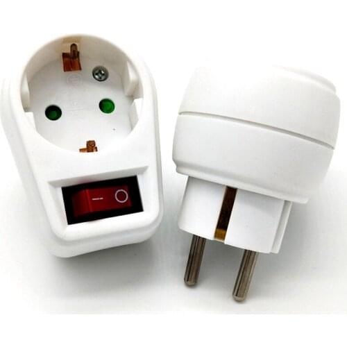 European Type Conversion Plug 1 TO 1 Way EU Standard Power Adapter Socket With Switch Neon Indicator 16A Travel Plugs