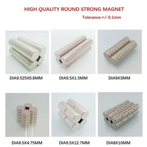 Super Strong Round Magnets Neodymium Magnet Rare Earth Magnet round Disc Neo Permanent Powerful Cylinder Bar Dia8 Dia9 Dia9.5