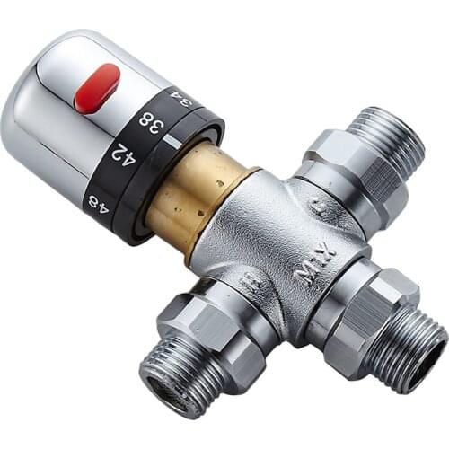 DN15 Thermostatic Water Mixing Valve, 3 Way 1/2 Inch Temperature Control Bathroom Faucet Shower Valve
