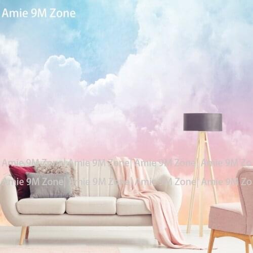 Tuya Art Pink White Blue Cloud Wallpaper for Kids Room Bedroom Mural Wall papers 3D Desktop Background Wallpapers home decor