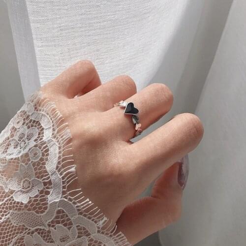 VENTFILLE 925 Sterling Silver Retro Heart-shaped Peach Heart Light Luxury Korean Open Ring Ins