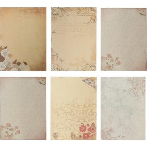 60pcs Vintage Writing Paper Country Style Note Paper Letter Stationery Paper for Home Office School - A4 Size (Mixed Style)