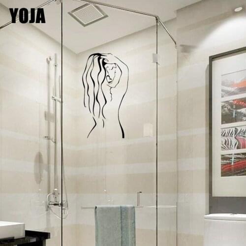 YOJA 27x15.3CM Bathroom Shower Glass Fashion Girl Decal Home Wall Sticker Decoration G2-0370
