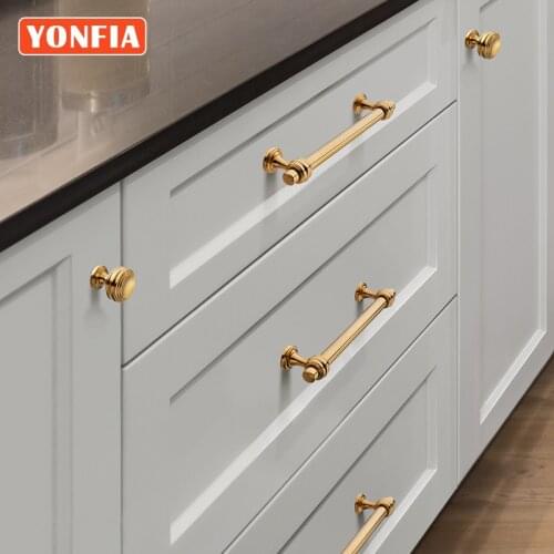 YONFIA 3644 Hot Sale New Luxury Modern PVD Gold Dresser Kitchen Cabinet Handles And Furniture Handle for Cabinets And Drawers