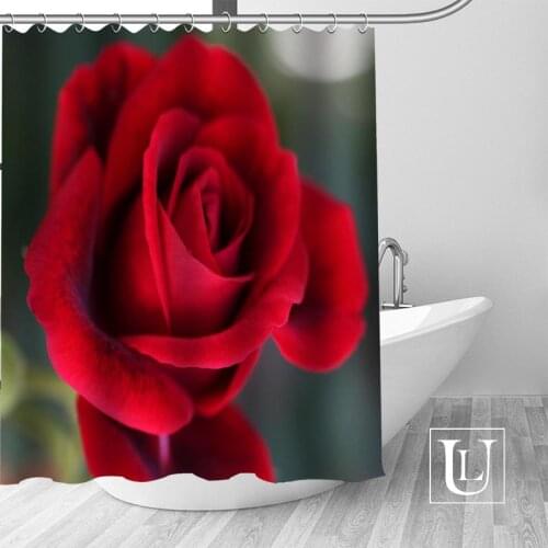 Custom Flowers Red Rose Curtain Fabric Modern Shower Curtain bathroom beautiful Curtains Bath decor Polyester Cloth Waterproof