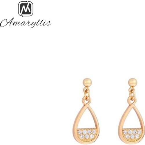 Amaiyllis Chic Metal Geometric Stud Earrings For Women Simple Rhinestone Waterdrop Earrings Pendant Post Earring Fashion Jewelry