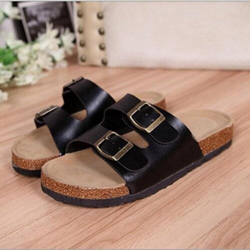 Large Size 35-43 2021 New Summer Womens Buckle Slippers Flat Heel Soild Flat Shoes Woman Casual Walking Sandals for Ladies