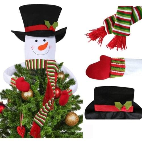 1set Christmas Tree Topper Ornaments Decoration Snowman Hat Merry Christmas Home Decor Xmas Gifts 2020 Party Navidad