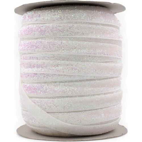 1PC=50Y 3/8"=10MM OEM Highly-flexible Elastic Glitter Velvet Ribbon Ornaments Solid Metallic Nylon Band for Hair Accessories