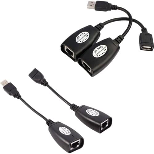 New 1Pcs USB to RJ45 Extension Cable Ethernet Extender USB Extension RJ45 Cat5e/6 Cable LAN Adapter Over Repeater Set