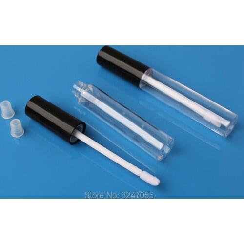 10ML 50pcs/lot Round Empty Lip Gloss Tube, Plastic Clear Cosmetic Liquid Lipstick Refillable Bottle, Empty Cosmetic Makeup Tool