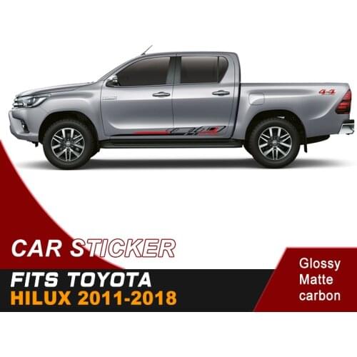 2 pieces square stripes in two colors side door 4x4 off road graphic vinyl cool car sticker fit for toyota hliux 2011-2018