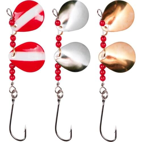 2pcs/lot Metal Double single hook Rotate Sequins Spoon Spinner Artificial Fishing Lures 4.5g/8.5cm Hard Baits for Soft Lure