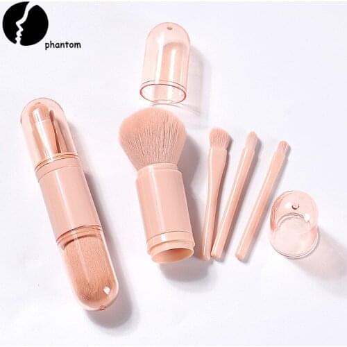 4in1 Creative Multifunction Makeup Brush Set Portable Retractable Travel Use Small Size Foundation Eyeshadow Brush Drop Ship