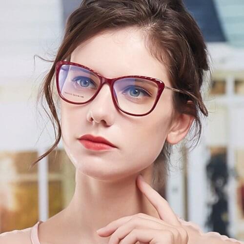 46973 Plastic Titanium Cat Eye Glasses Frame Men Women Optical Fashion Anti Blue Computer Eyeglasses
