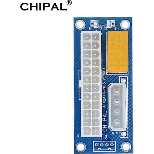 CHIPAL ATX 24Pin to 4Pin Power Supply Dual PSU Cable Adapter Sync Synchronous Starter Extender Card for Graphics Card