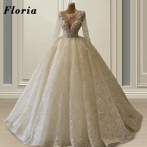 African Turkish Puffy Wedding Dresses Luxury Beaded Bridal Gowns 2021 Saudi Arabia Plus Size Wedding Bride Dress Custom Made