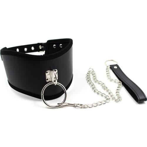 BDSM Bondage Sex Slave Adjustable PU Leather Neck Collar Cuff Chain Shackles Novel Restraints Sex Fetish Toys For Couples
