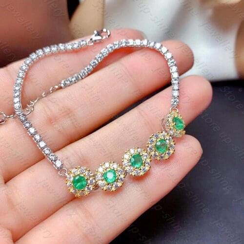 Natural emerald bracelet 925 silver luxury atmosphere birthday & wedding gift