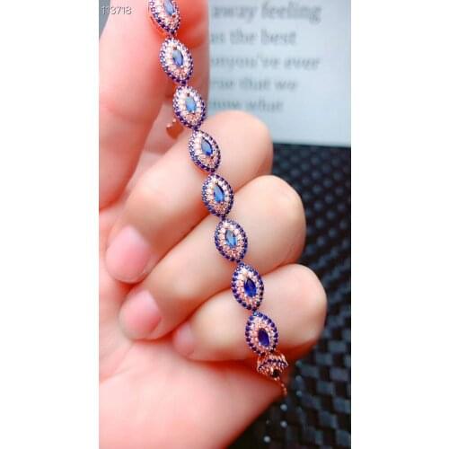 Engagement Best Gift Sapphire Bracelet Natural And Real Sapphire Bracelet 925 sterling silver Fine jewelry Sapphire Bracelet