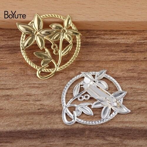 BoYuTe Custom (200 Pieces/Lot) 30MM Stamping Flower Brooch Base Factory Supply Handmade Diy Jewelry Making Accessories
