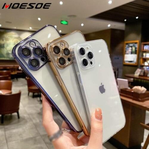 Case For iPhone 12 Pro Max Shockproof Plating Transparent TPU Case Cover For iPhone 11 Pro 12 Mini X XS Max XR 7 8 Plus SE 2020