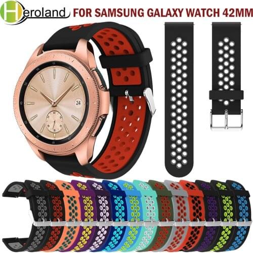 For Samsung Galaxy Watch 42mm 2018 new sport Silicone Straps 20mm Replacement wrist band watch band 2 Colors Round hole Bracelet