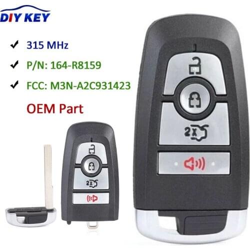 DIYKEY OEM Remote Car Key Fob 315MHz for Ford Mustang 2017-2018 with Ford / Mustang Logo P/N:164-R8159 FCCID:M3N-A2C931423