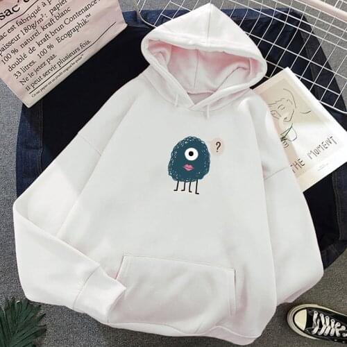 Kawaii Hoodies Single Eye Cartoon Graphics Print Student Creative Warm Harajuku Sweatshirt Punk Womens Jacket Streetwear Punk