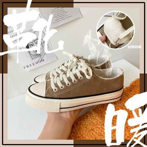 Women Canvas Sneakers Lovers Comfortable Shoes Vulcanize Flats Casual Lady Velvet Canvas Shoes Lace-up Ladies Trainers Footwear