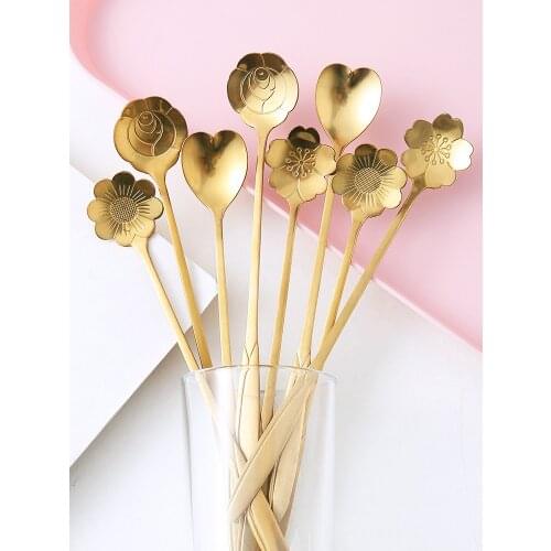 Coffee Spoon Cherry Blossom Spoon Dessert Ladle stainless steel spoons