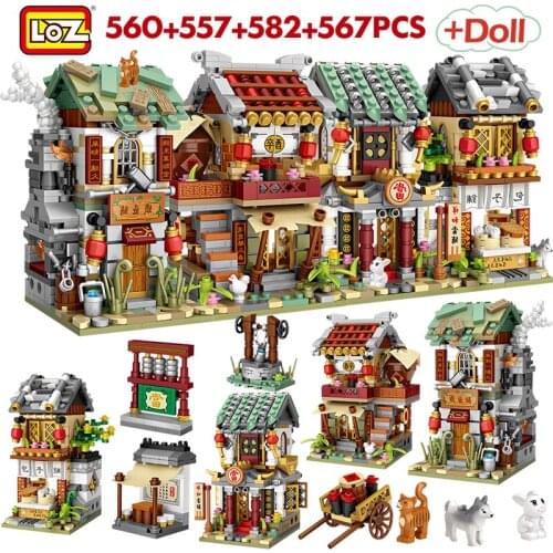 LOZ Building Block 2266pcs Mini Street City China Street Chinese Tradition Architecture Brick Educational Toy for Children Gifts