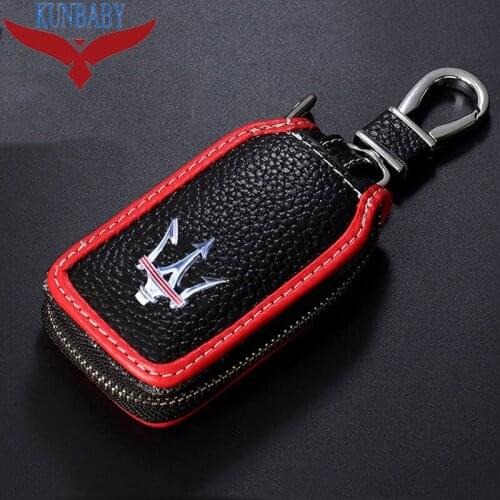KUNBABY Genuine Cow Leather Car Key Bag Car Key Case Holder New Fashion Car Stylin Car Accessories For Maserat 01 Free Shipping
