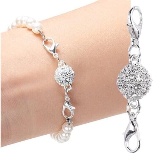 Magnetic Crystal Clasp Buckles for Bracelet Necklace DIY Jewelry Making Diamond Two Lobster Clasp Necklace Bracelet Connecting