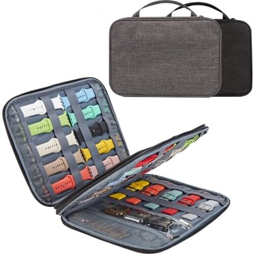 Multifunction Portable Watch Organizer for Watch Straps Travel Carrying Case Watchbands Storage Bag Pouch Gray Black