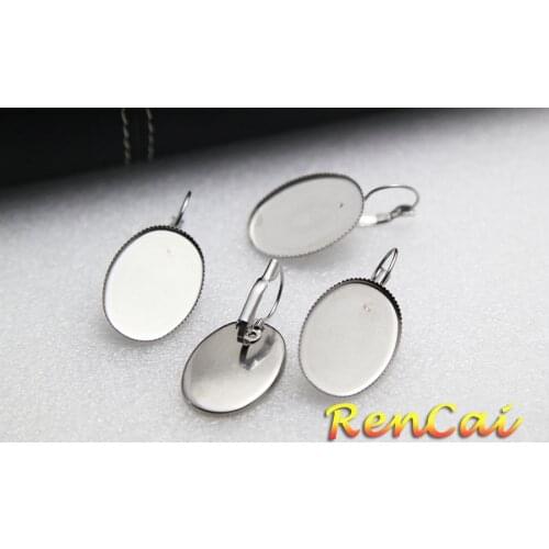 20pcs 18*25mm Trendy Oval Stainless Steel Dangle Earring Simple Smooth Earring Base Blank For DIY Women Earrings Jewelry Making
