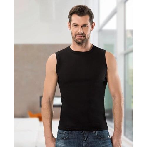 Mens solid color seamless underwear 100% cotton male ribana zero collar zero sleeve 1108.1