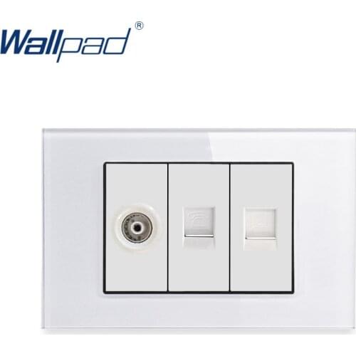 TV TEL DATA RJ45 Socket Wallpad Luxury Tempered Glass Panel Electric Wall Socket Weak Electricity Outlets For Home