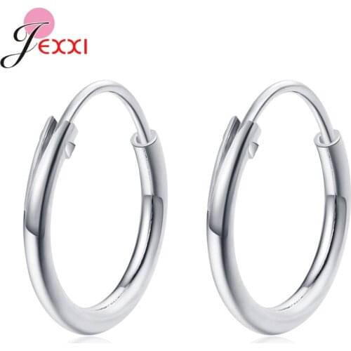 Genuine Sterling Silver 925 Smooth Surface Round Hoop Earrings For Women Tiny Ear Hoops Multiple Mode Female Jewelry Brincos
