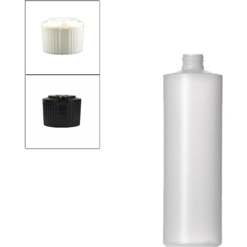 500ml empty plastic soft bottle ,natural-colored HDPE cylinder round with black/white spouted cap