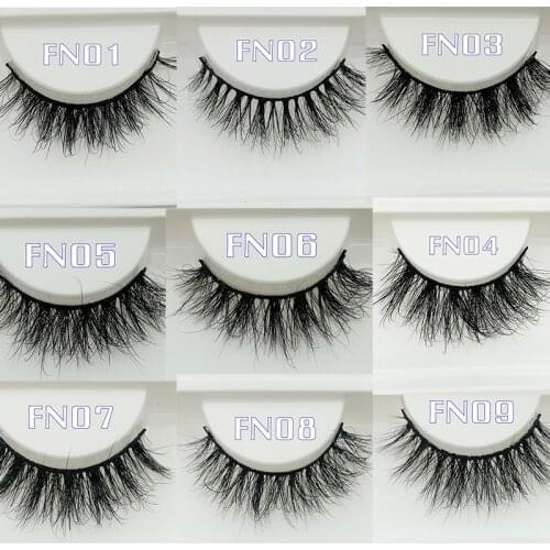 Rainsin FN 1 Pair 18mm Natural Lashes Thin Band Mink Fluffy Thick Cross Cruelty free Depth Volume Makeup Reusable Mink Eyelashes