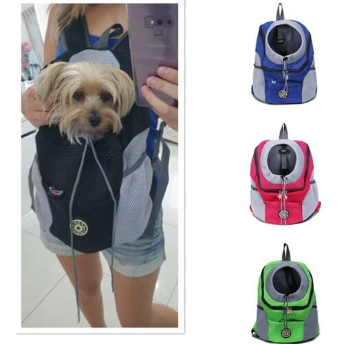 Mesh Pet Dog Carrier Bag Out Double Shoulder Portable Travel Backpack Outdoor Dogs Backpack Pet Dog Front Bag Backpack